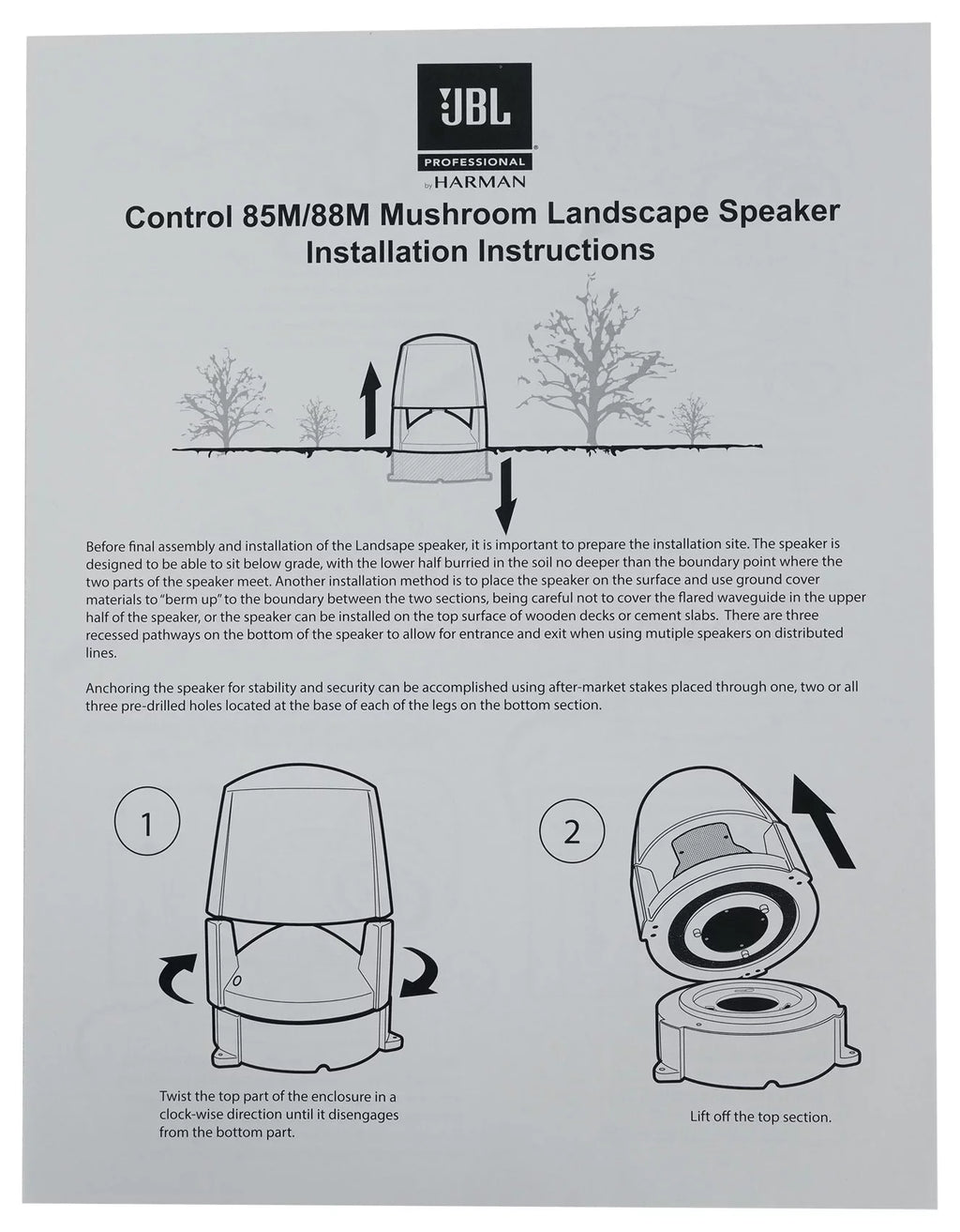 (4) JBL CONTROL 85M 5.25" Commercial 70v Outdoor Landscape Speakers+Amplifier
