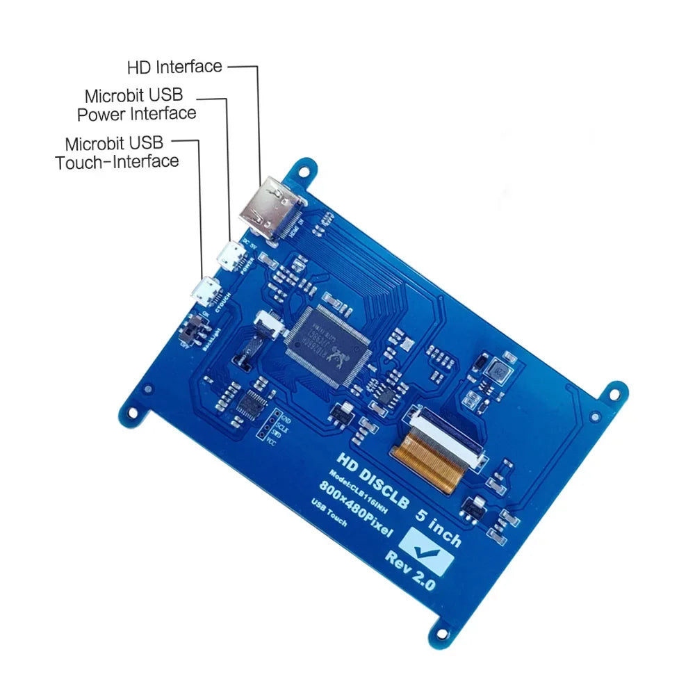 Arealer 5 InchCapacitive Touchscreen Display 800*480 Resolution Small Portablewith USBInterface Suitable with Raspberry Pi Tool