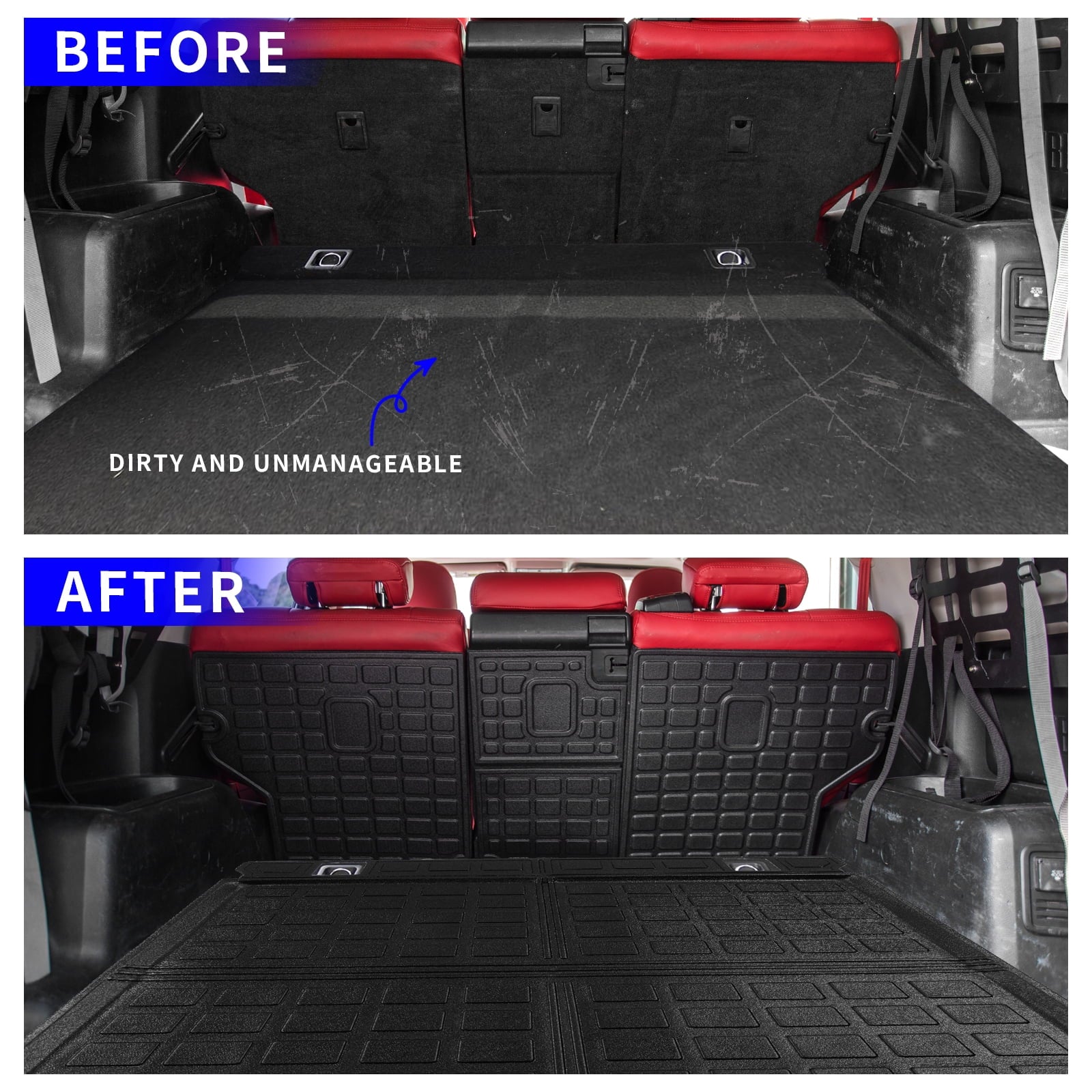 Fit 2010-2023 Toyota 4Runner Trunk Mat Cargo Mat Cargo Liner Back Seat Wrap Protector 2022 Toyota 4 Runner Accessories (Trunk Mat + Backrest Mats,Fit Without Sliding Tray)