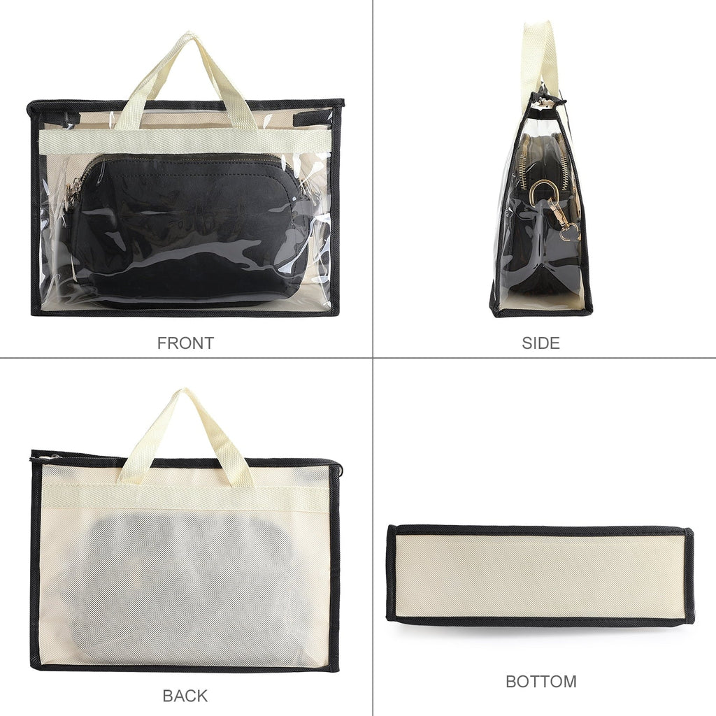3 Pcs Dust Bags for Handbags, Clear Handbag Storage, Purse Storage Organizer for Closet, Purse Protection Hanging Closet Organizer with Zipper and Handles