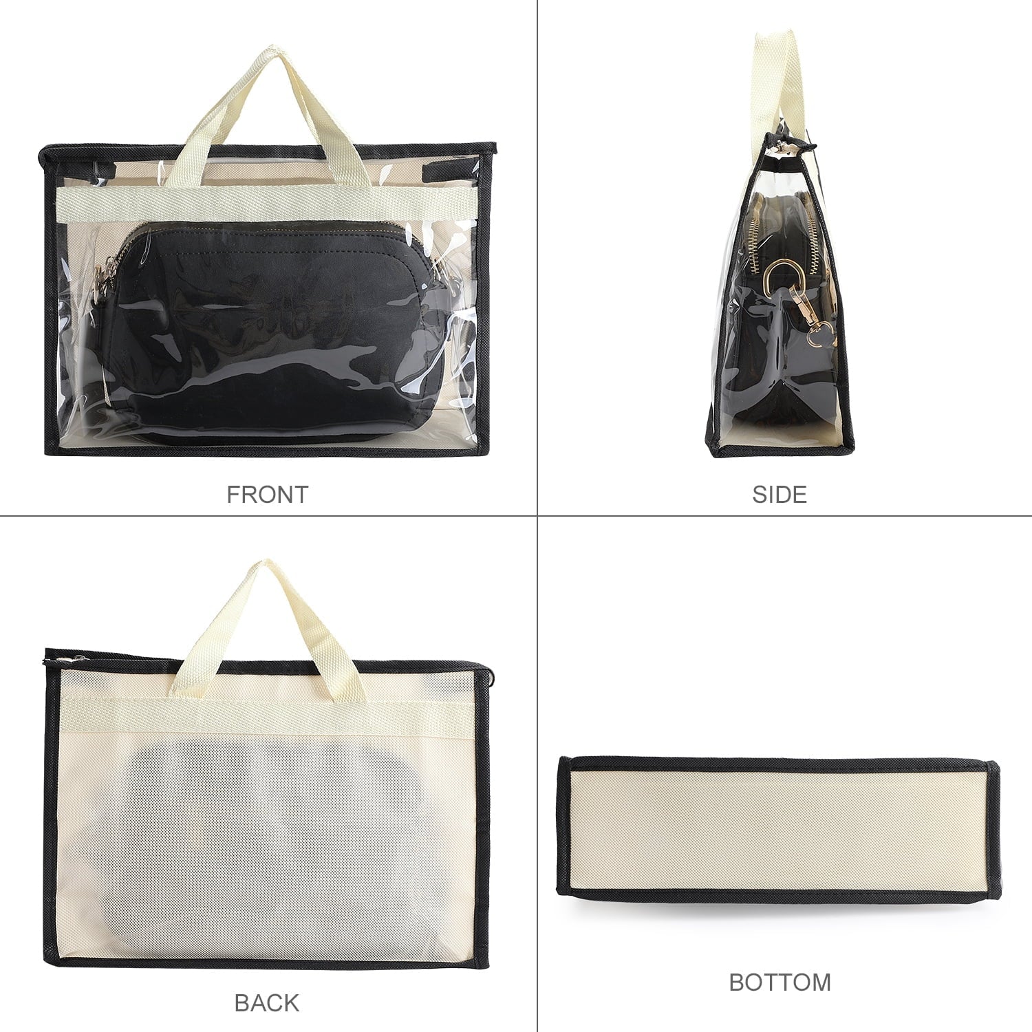 3 Pcs Dust Bags for Handbags, Clear Handbag Storage, Purse Storage Organizer for Closet, Purse Protection Hanging Closet Organizer with Zipper and Handles