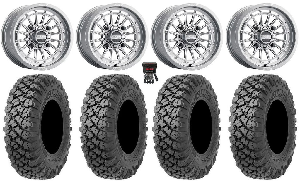 MetalFX Delta Contrast Cut 15" Wheels Gm 32" Alpha Tires Can-Am Maverick X3 / Honda Pioneer 1000 / Talon