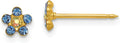 Solid Inverness 14k Yellow Gold Blue/Aurora Borealis Crystal Flower Earrings - 5mm