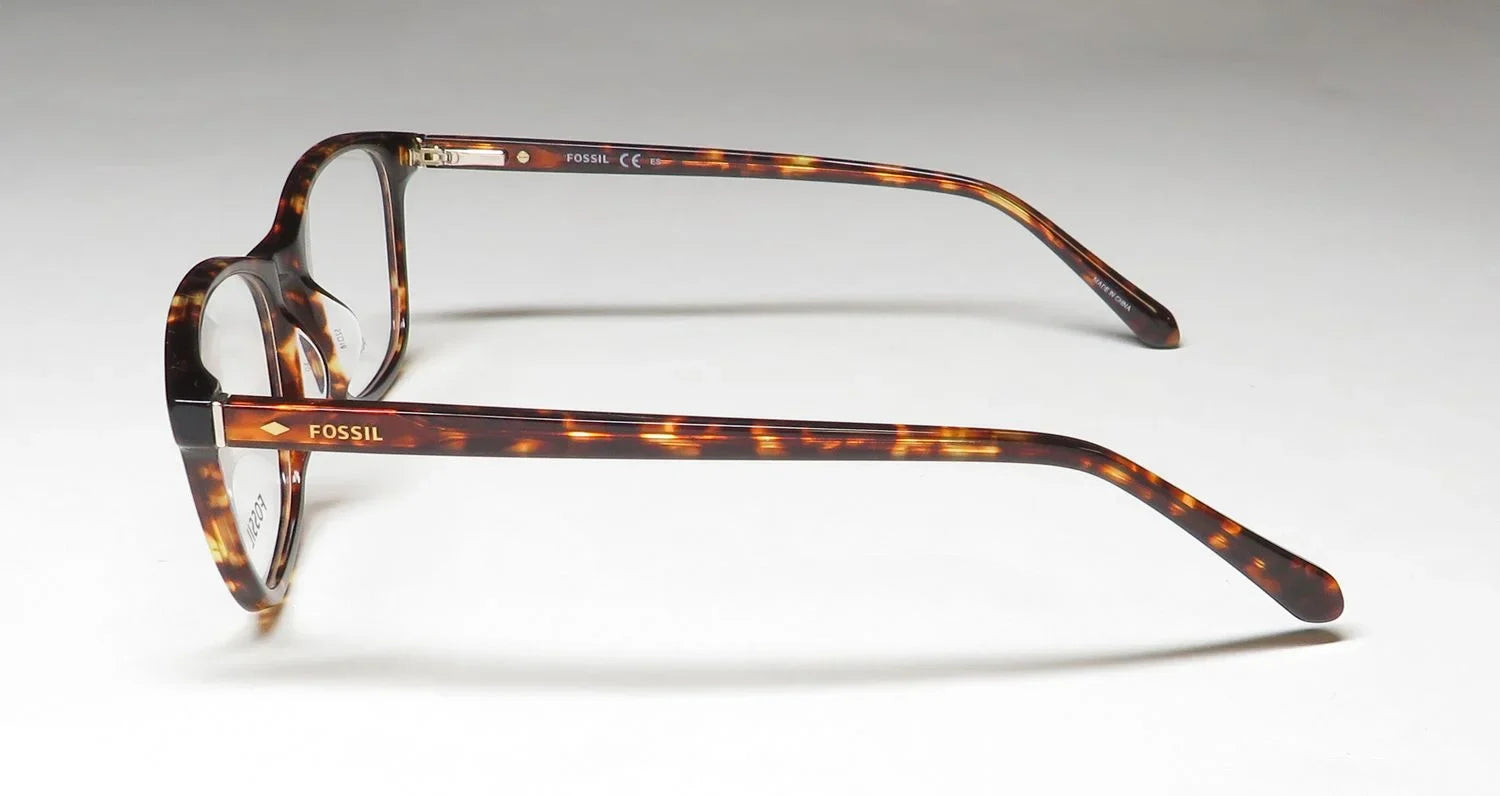 Fossil 7094 Full Rim Rectangular Dark Havana Eyeglasses