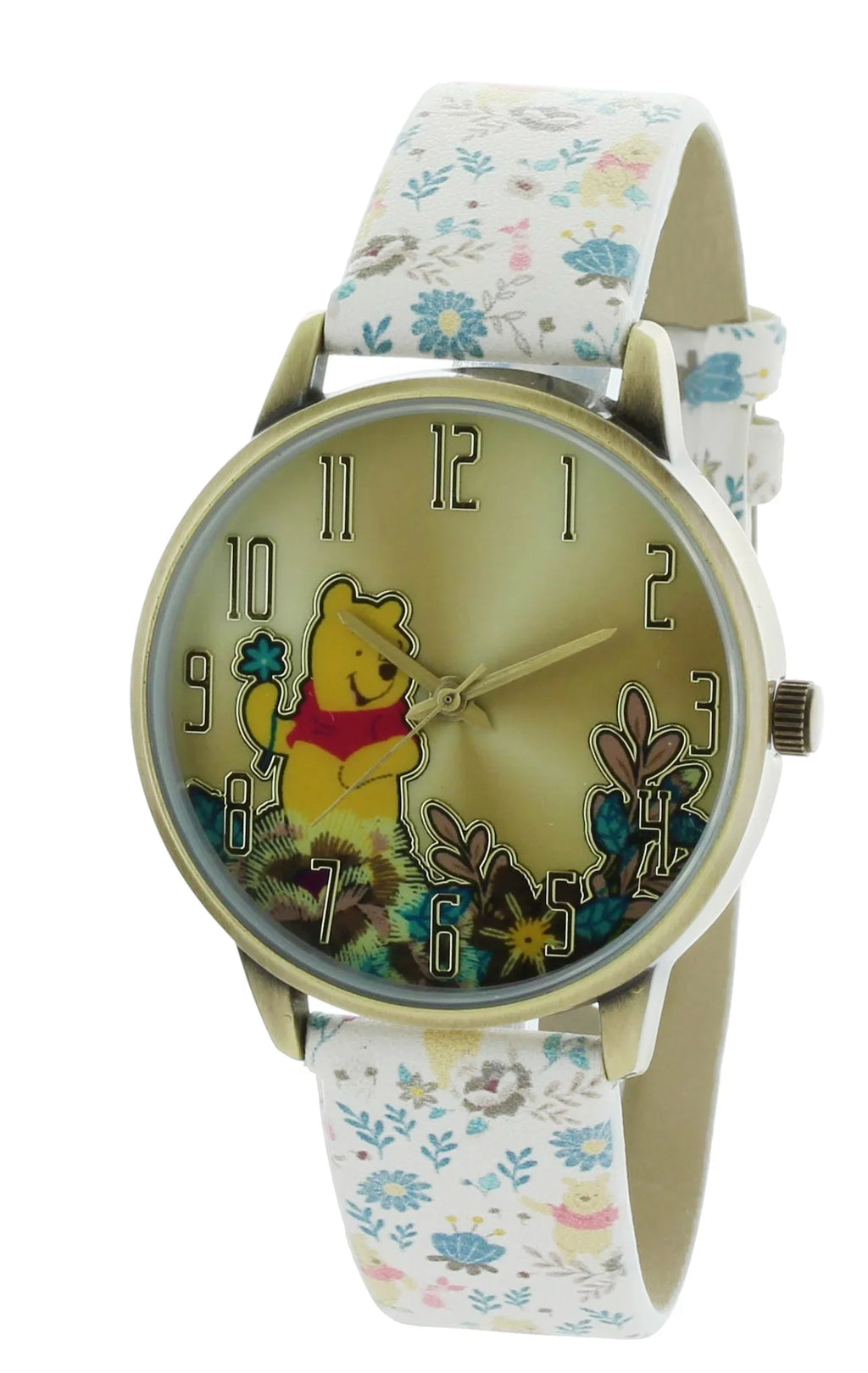 Cute Classic look Disney Winnie The Pooh Printed Band Watch Enjoy Picking flower WP5037-AB