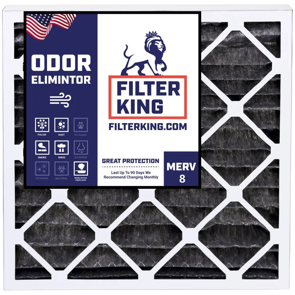 Filter King 14x25x1 Air Filter | 4-PACK | Carbon MERV 8 HVAC Pleated A/C Furnace Filters | MADE IN USA | Actual Size: 13.5 x 24.5 x .75"