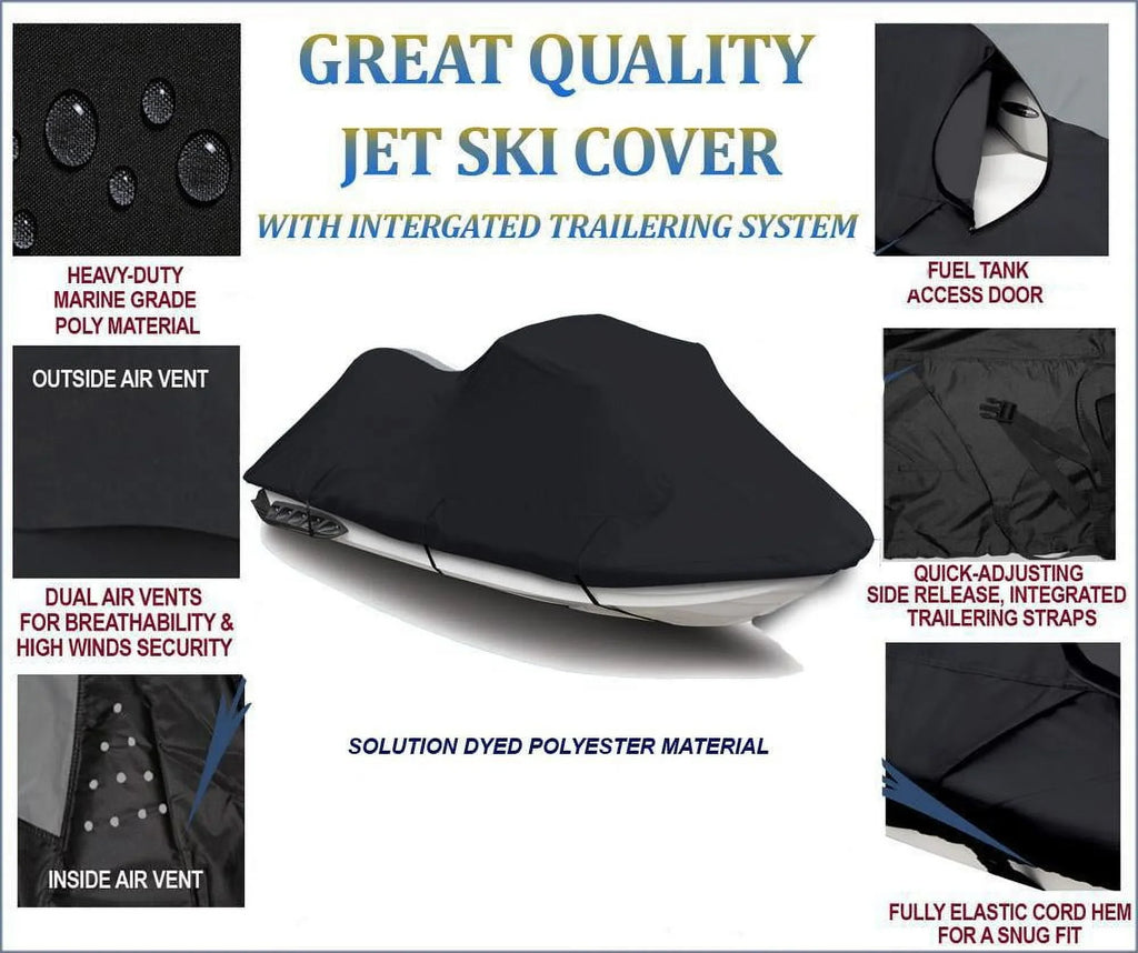 BLACK 600 DENIER JetSki Protection Suitable for JET SKI Coating Kawasaki STX-15F 2018 2019 2020