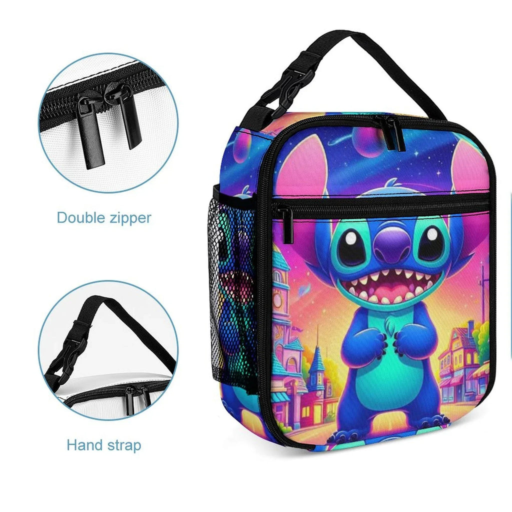 Lilo Art Stitch Portable Lunch Bag Tote Bento Bag School Office Insulated Cooler Thermal Handbag For Adult Boys Girls Kids