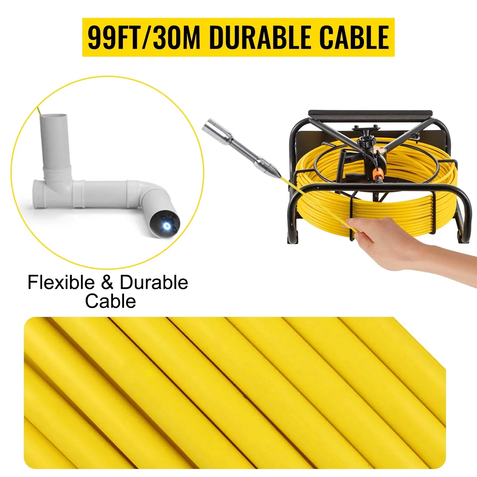 BENTISM Sewer Camera 98.4 FT, Pipeline Inspection Camera 4.3 Inch TFT LCD Monitor Pipe Camera, Duct Inspection Camera with 6PCS LED, 8500MAH Lithium Battery, DVR Function, 30M