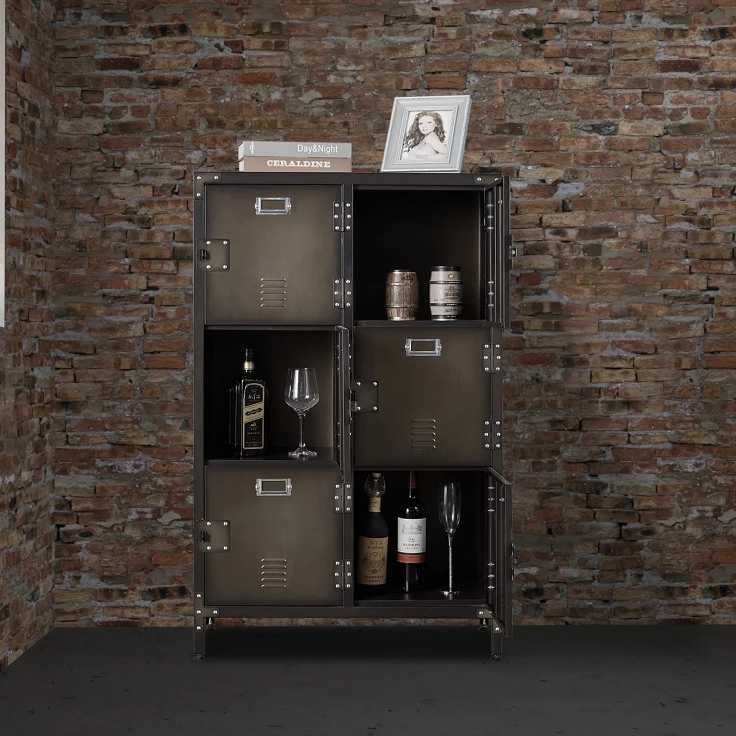 STANI Metal Locker 47.3" Steel Storage Cabinet with 2 Shelf ,Office School Gym Bedroom Metal Storage Locker Cabinets for Employees Students Steel Locker