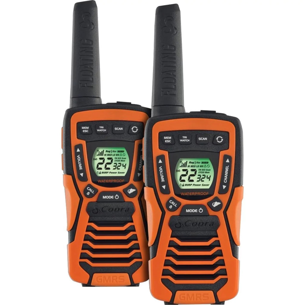 COBRA ACXT1035R FLT Floating Walkie Talkies- Waterproof, Rechargeable, Long Range up to 37-Mile Two Way Radio with NOAA Condition Alert & VOX ( 2 Pack )