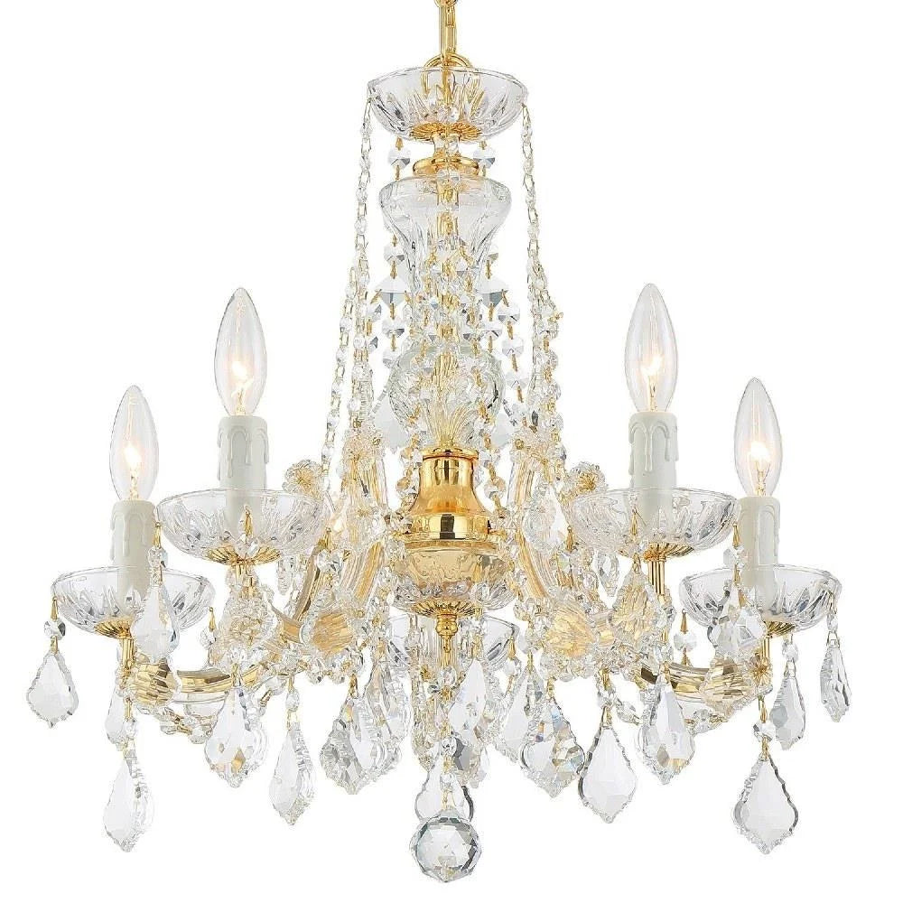 Five Light Mini Chandelier in Minimalist Style 20 inches Wide By 19 inches High-Swarovski Spectra Crystal Type-Gold Finish Bailey Street Home