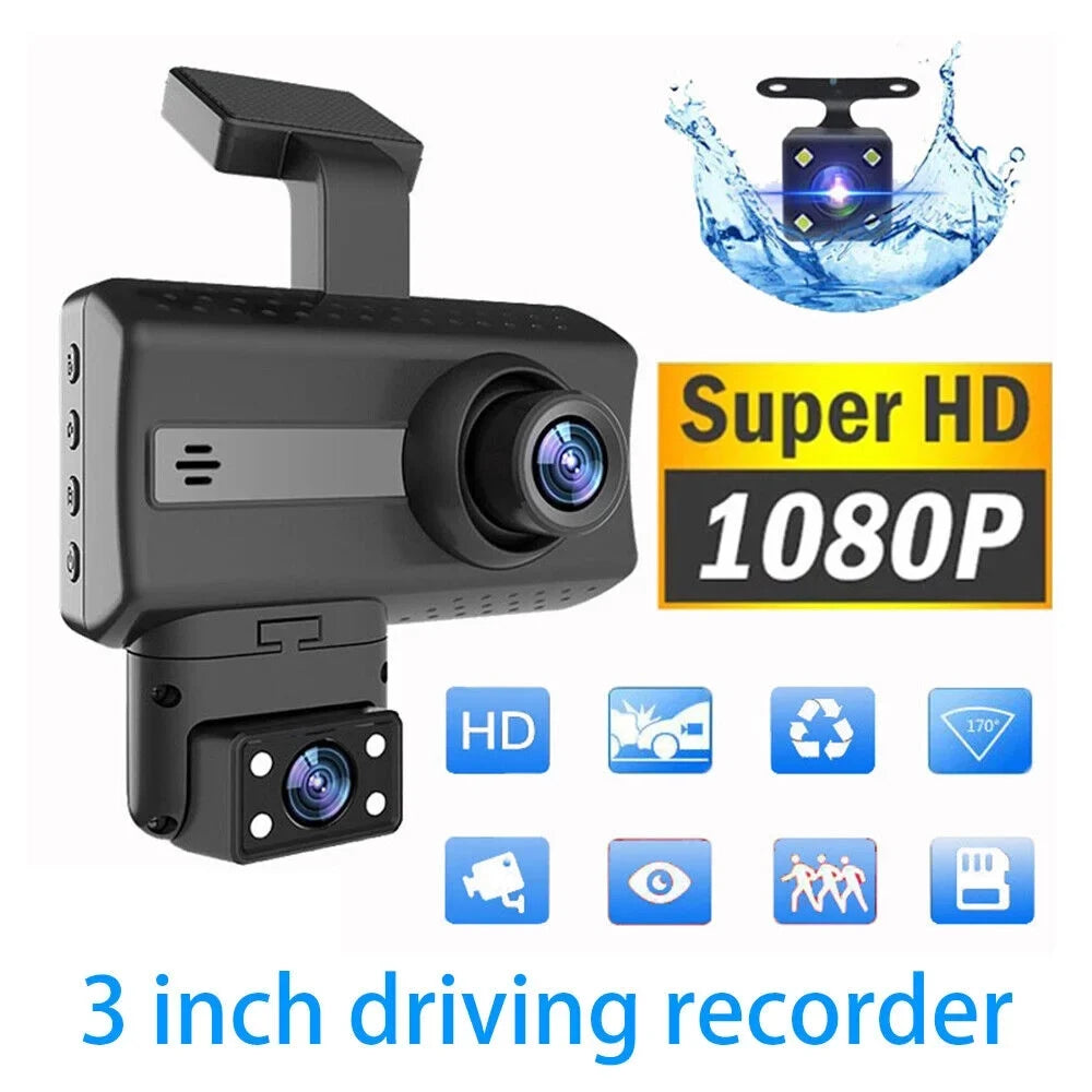 JahyShow Dual Lens Car Dash Cam Recorder: 1080P G Sensor DVR with Front and Rear Camera