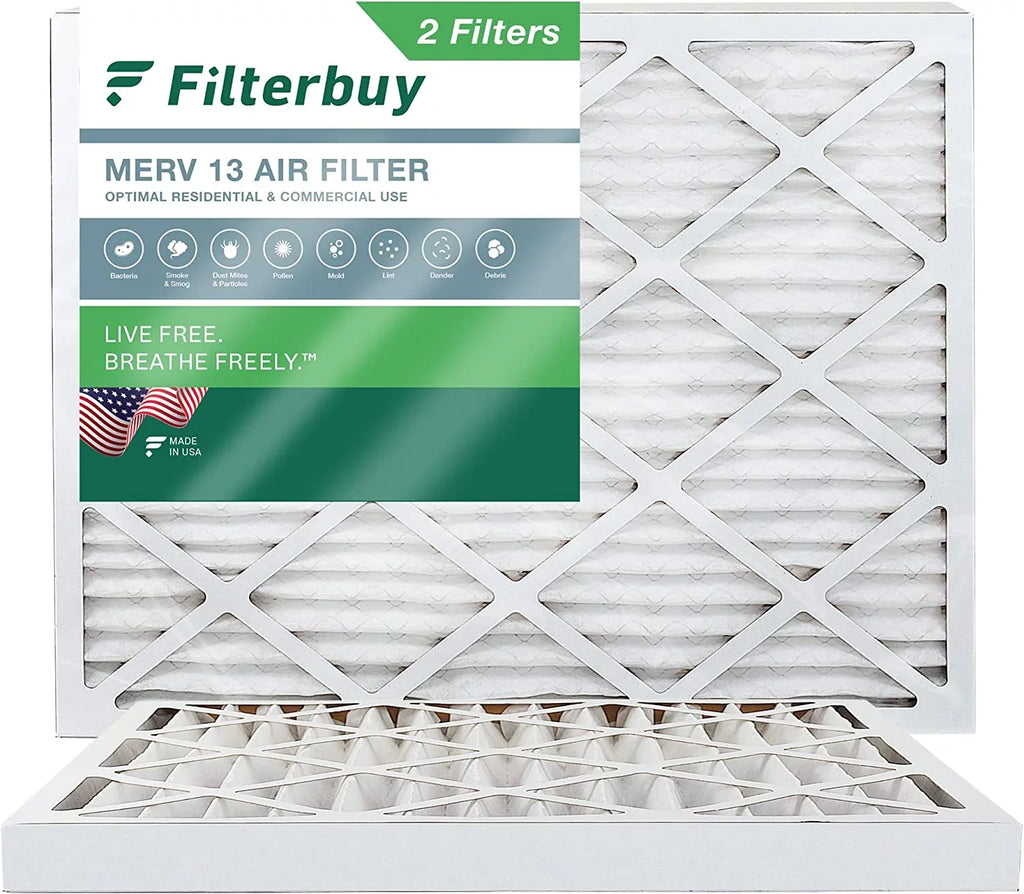 Filterbuy 16x20x2 MERV 13 Pleated HVAC AC Furnace Air Filters (2-Pack)