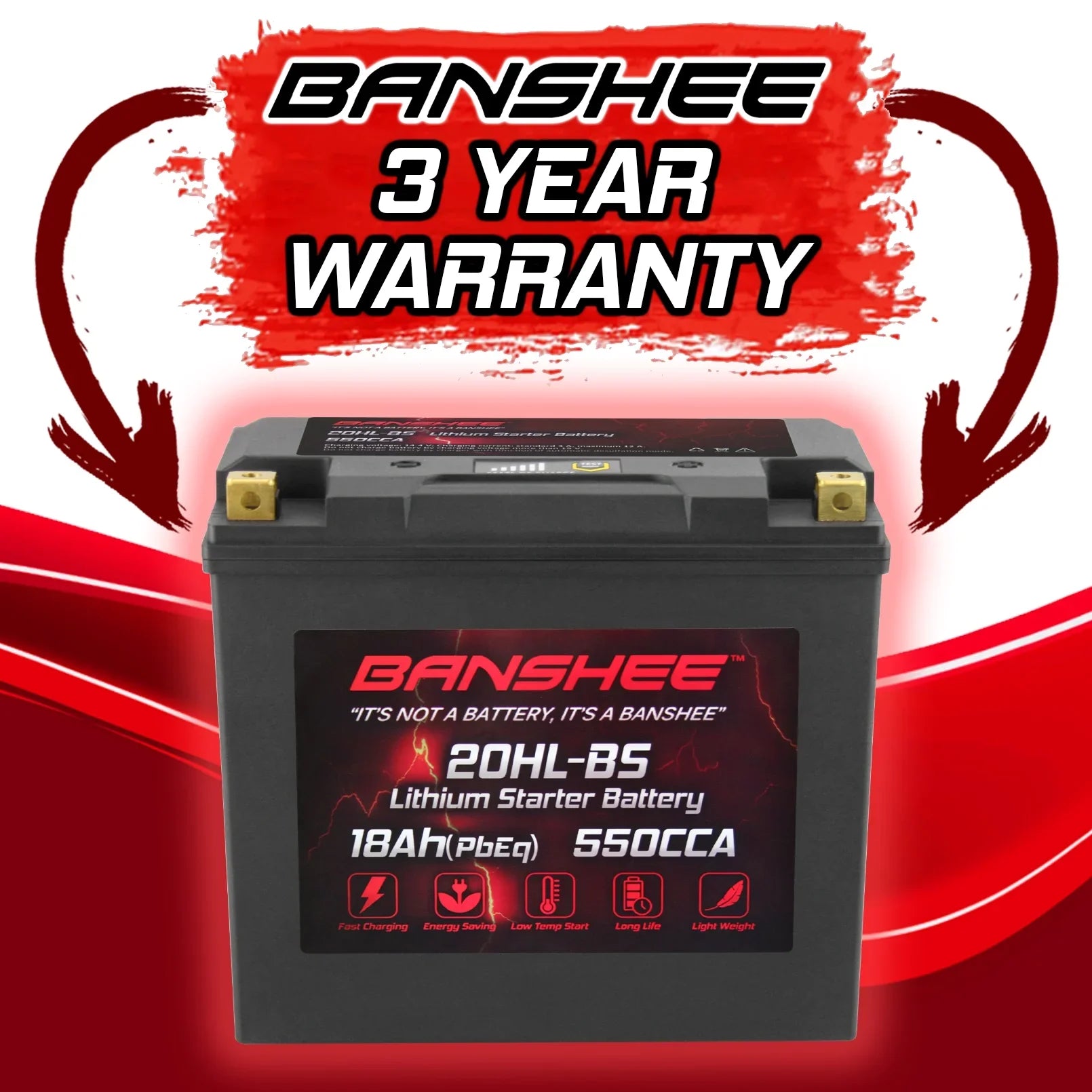 Banshee YTX20L-BS LiFePO4 Motorsports Battery Suitable with CAN-AM Outlander 1000 EFI XT-P 2013 to 2016
