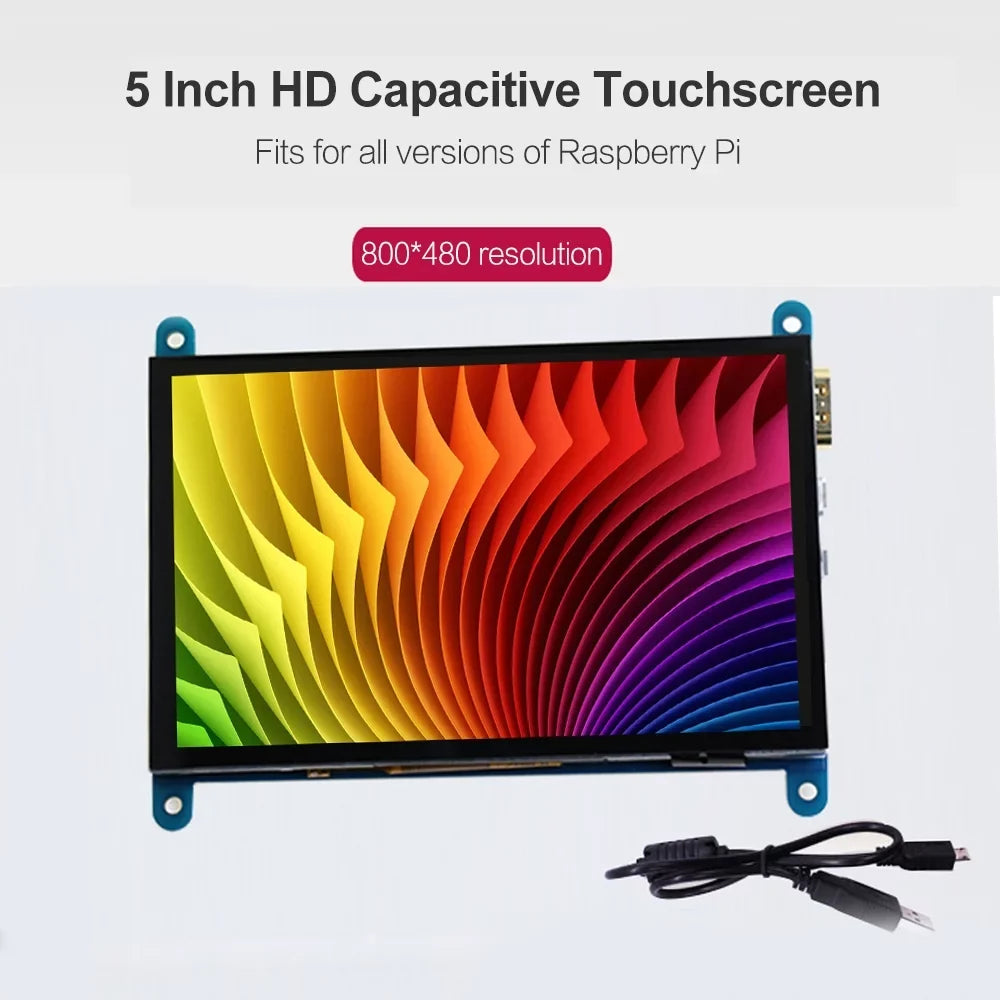 Arealer 5 InchCapacitive Touchscreen Display 800*480 Resolution Small Portablewith USBInterface Suitable with Raspberry Pi Tool