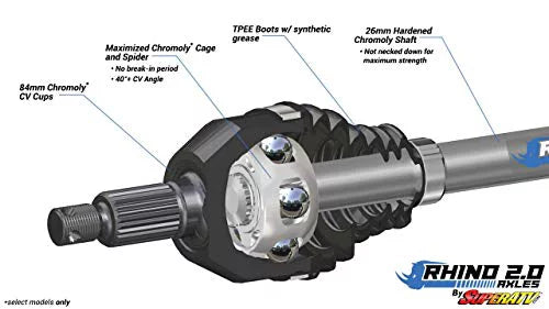 SuperATV Heavy Duty Rhino 2.0 FRONT LEFT Axle for 2020+ Kawasaki Teryx KRX 1000|1 Front Left Axle|Stronger Than Stock|AX-4-88-FL-0-DT