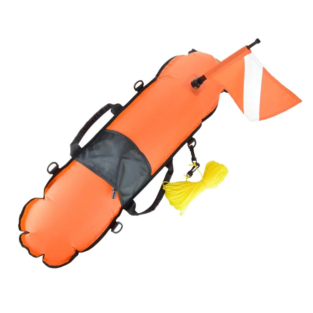 Scuba Diving Safety Float Buoy with Diver Flag, D-, Oral Inflator , 20m High Visible Snorkeling, Spearfishing, Freediving