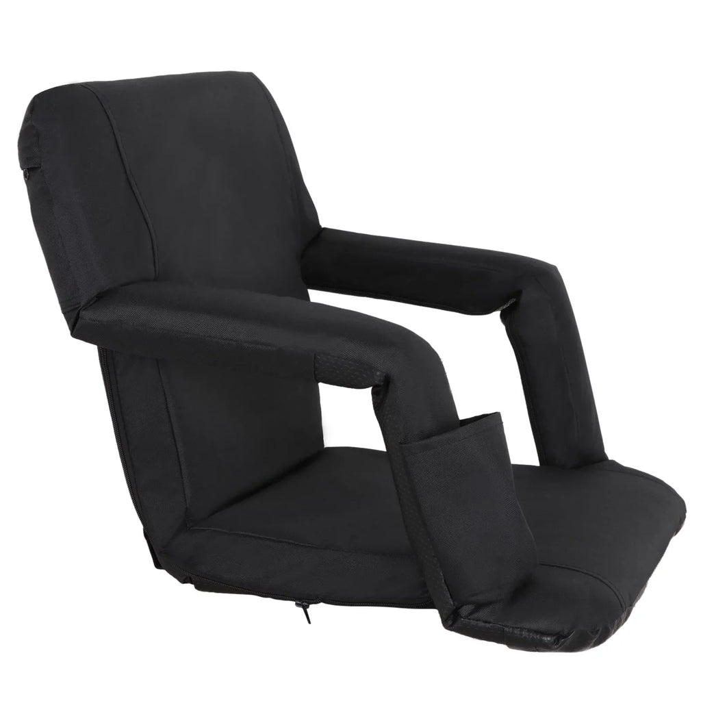 ZENY Stadium Seat Chair Reclining Bleachers W/Padded Cushion - 6 Reclining Positions, Black
