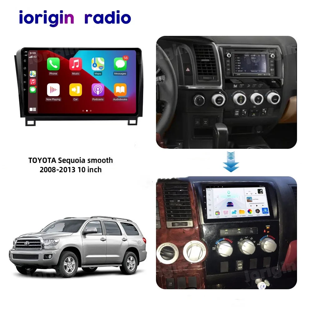 10.1 Inch Car Audio for Toyota Tundra 2007-2013, Sequoia 2008-2017, Android 13 GPS Navigation with Bluetooth 5.0 FM AM Radio DSP Carplay 4GB 64GB