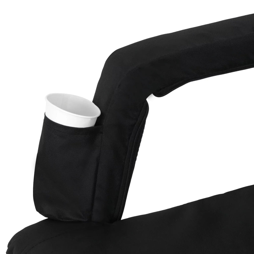 ZENY Stadium Seat Chair Reclining Bleachers W/Padded Cushion - 6 Reclining Positions, Black