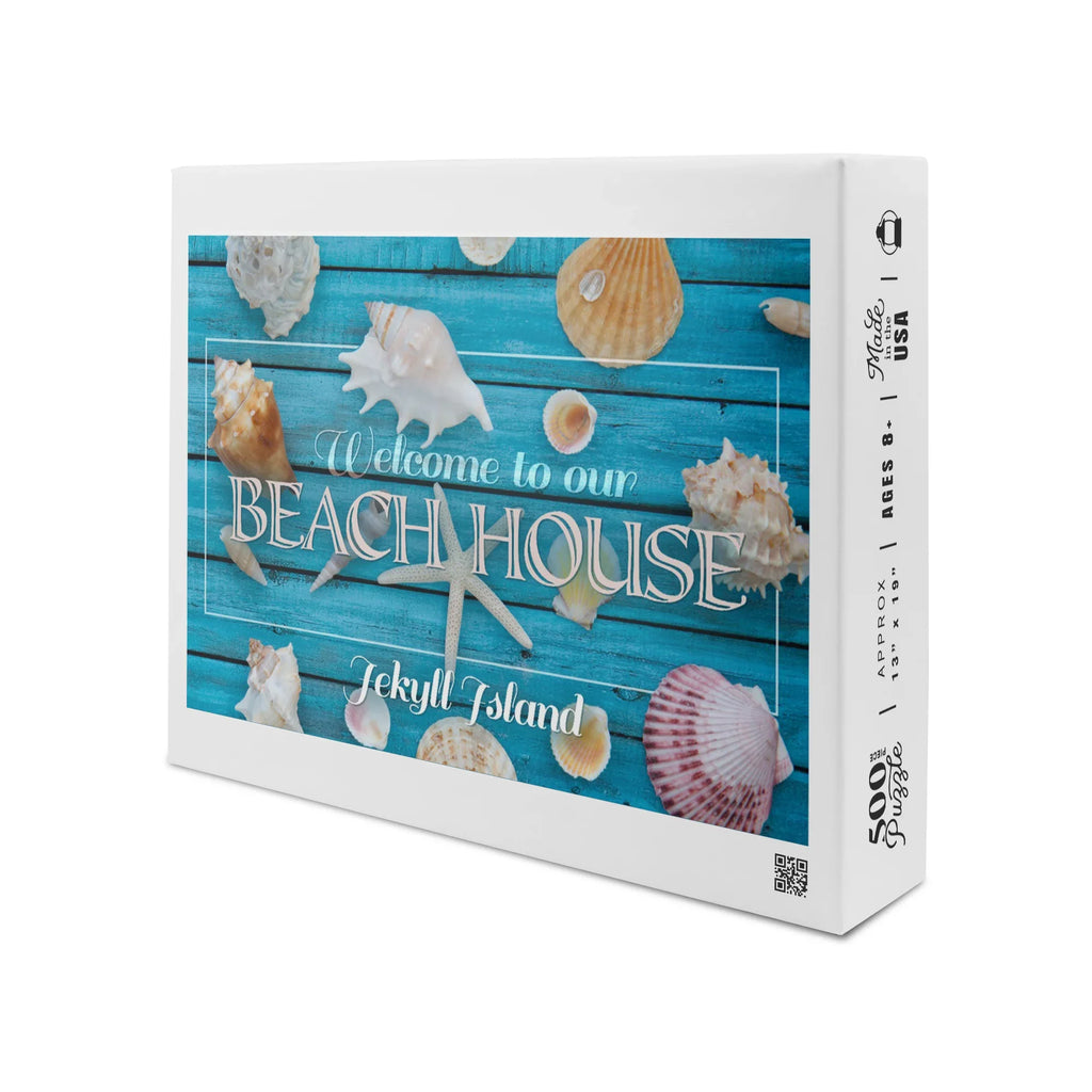 Jekyll Island, Georgia, Welcome to Our Beach House (19x27 inches, Premium 500 Piece Jigsaw Puzzle for Adults and Family, Made in USA)