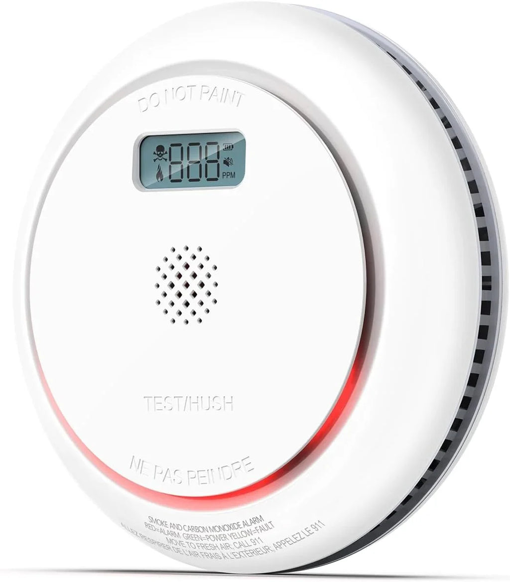SITERWELL Wireless Interconnected Smoke Detector Carbon Monoxide Detector Combo with LCD Display, 2 in 1 Smoke and CO Detector with Test/Silence Button, Fire and CO Alarm with 3 AA Batteries, 1 Pack