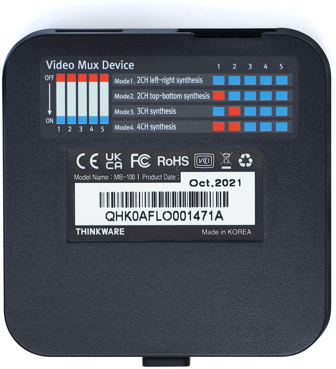 THINKWARE Multiplexer Box Accessory TWA-MB100 for Up To 5 Channel Recording, Suitable with F200 PRO, F790 and X700 Dash Cams