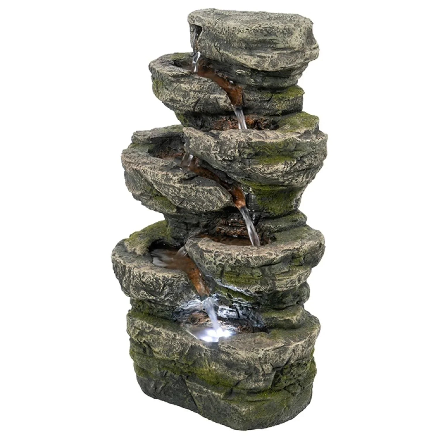 CC Home Furnishings Cascading Stone Tabletop Outdoor Fountain with Light - 13.75" - Brown