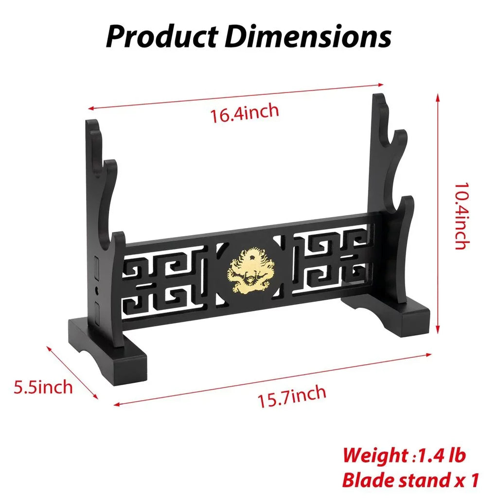 Sword Blade Stand, 2-Tier Katana Holder, Samurai Cosplay Long Blade Stand Organizer, Hollow Out Dragon Pattern Design, Portable Sword Rack Shelf