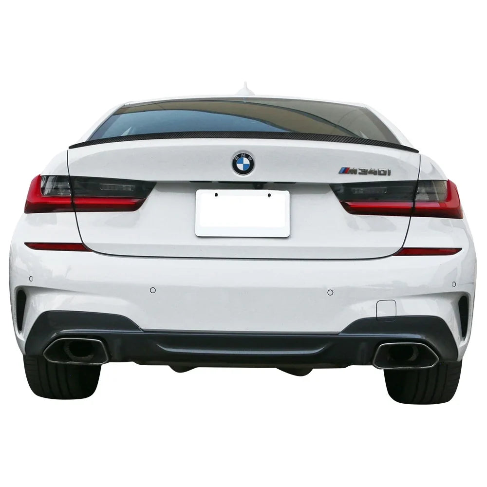 Ikon Motorsports Trunk Spoiler Matching with 19-23 BMW 3-Series G20 M Style Rear Wing Carbon Fiber 2019 2020