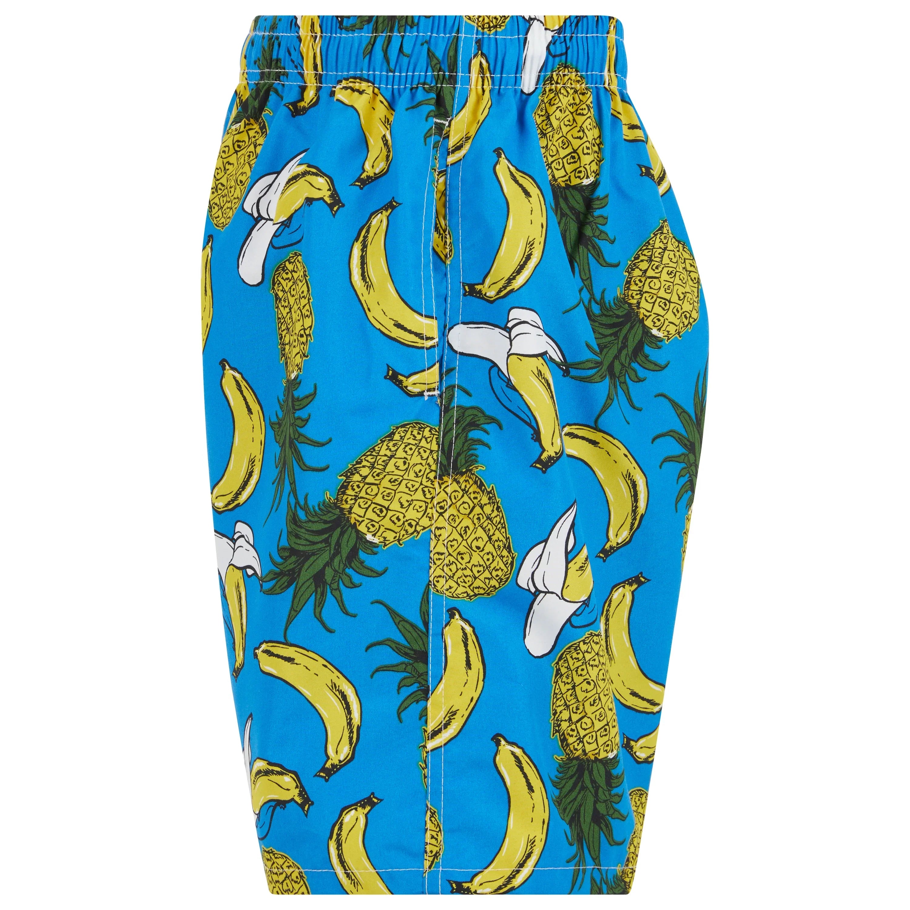 iBerryNY Mens Swimming Trunks Beach Shorts, Mesh Lining, 2 Pairs, Palm Sunset/Fruits, Large