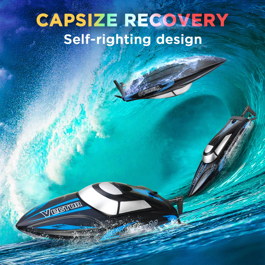 Remote Control Ship for Pools & Lakes, Campmoy Udi001 Venom Fast RC Craft for Kids & Adults, Self Righting Remote Controlled Ship W/Extra Battery (Dark Blue)