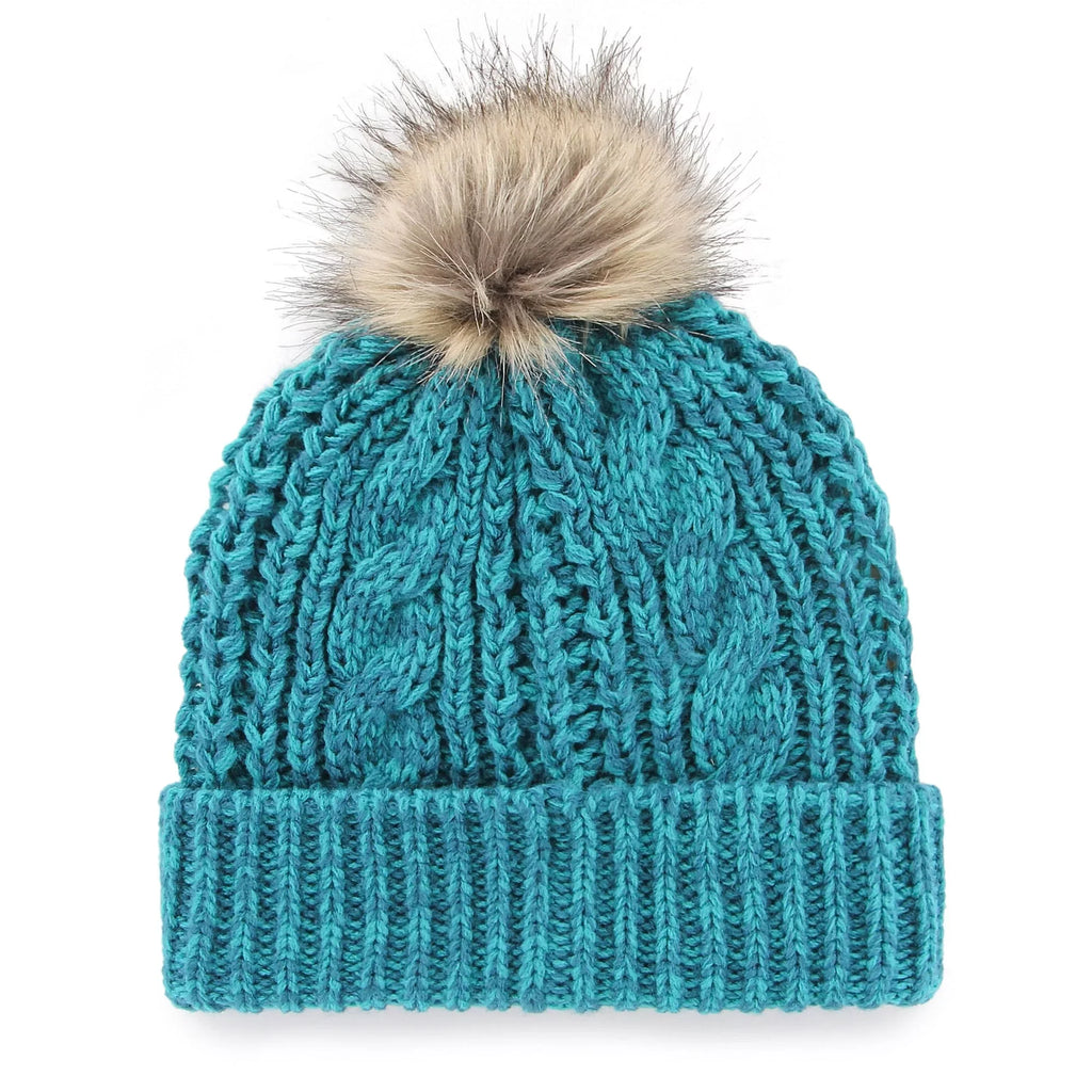 Women's '47 Teal Charlotte Hornets Meeko Cuffed Knit Hat with Pom - OSFA