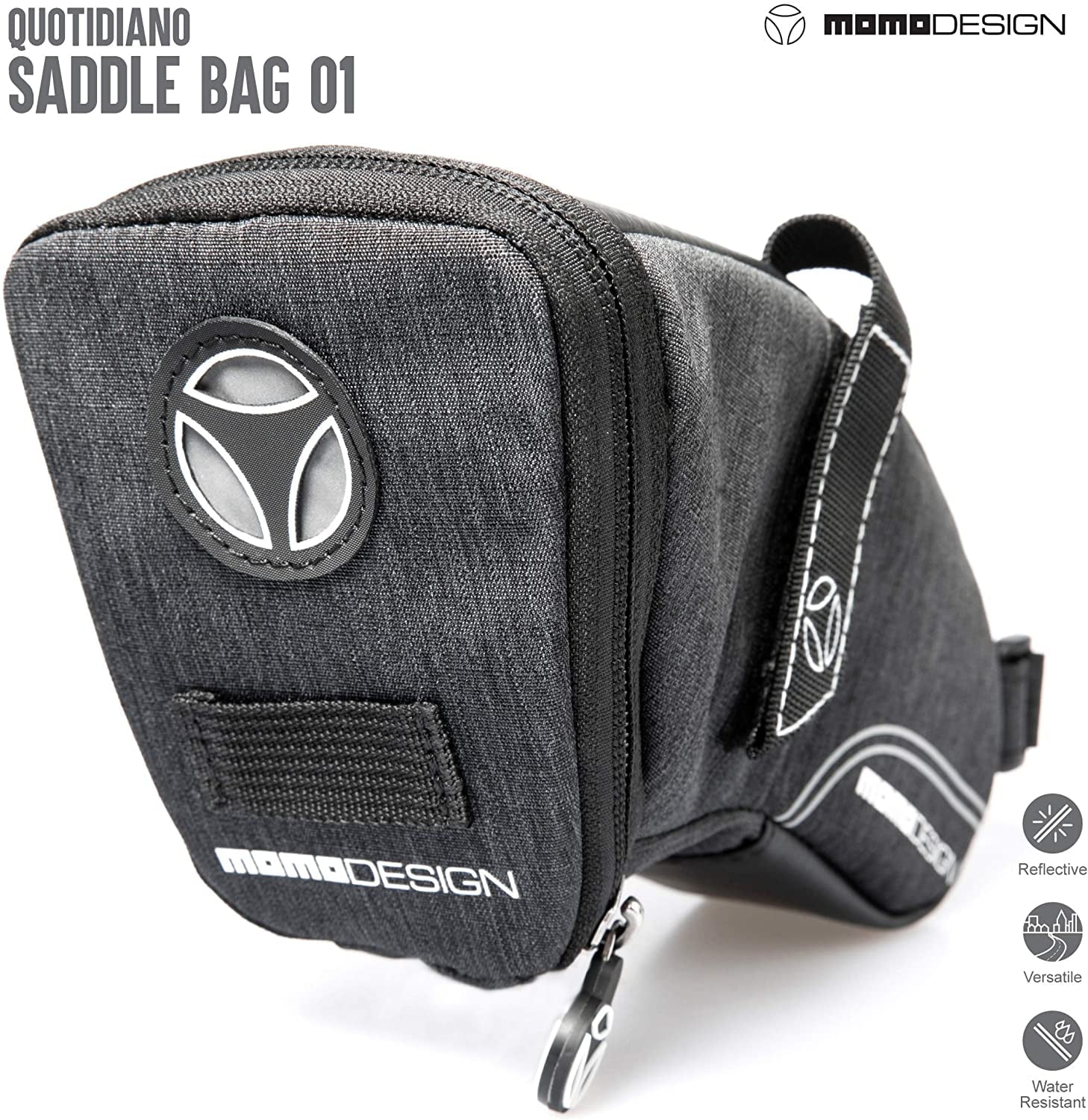 MOMODESIGN Bike Saddle Bag Climate Safe Perfect for Storage Led Tail Light & Reflective Design Capacity of 1.2 L