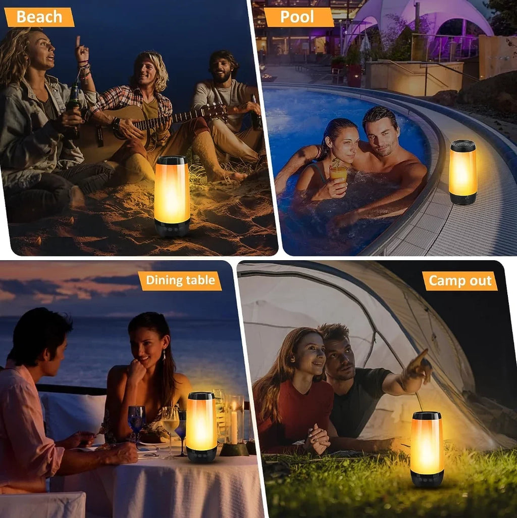 Blufree LED Flame Speaker, Bluetooth Speaker IP68 Waterproof Portable Wireless Speaker,360° Surround Stereo Sound 85FT Bluetooth Range Sport Speaker with Flame Light for Home, Outdoor
