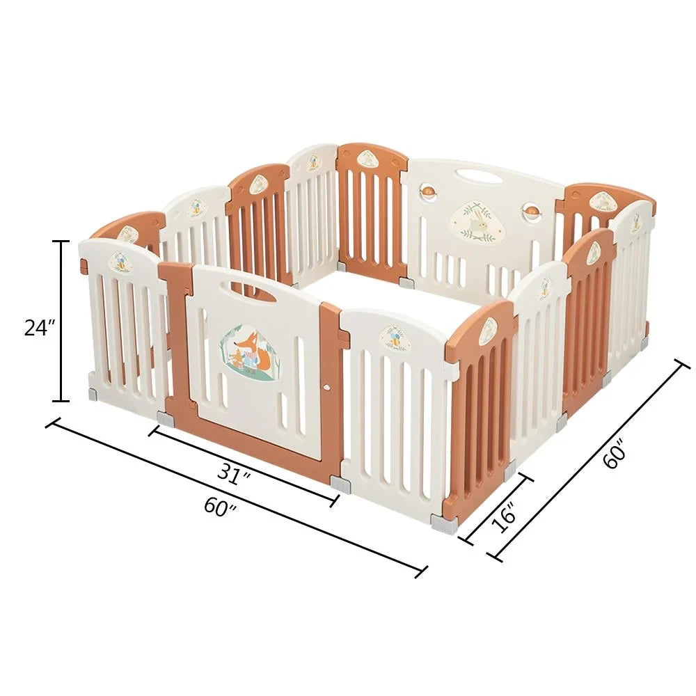 UBesGoo 14 Panel Baby Playpen Safety Fence Play Yard Indoor Outdoor,Yellow