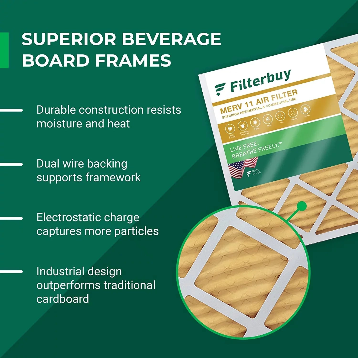 Filterbuy 16x25x4 MERV 11 Pleated HVAC AC Furnace Air Filters (6-Pack)