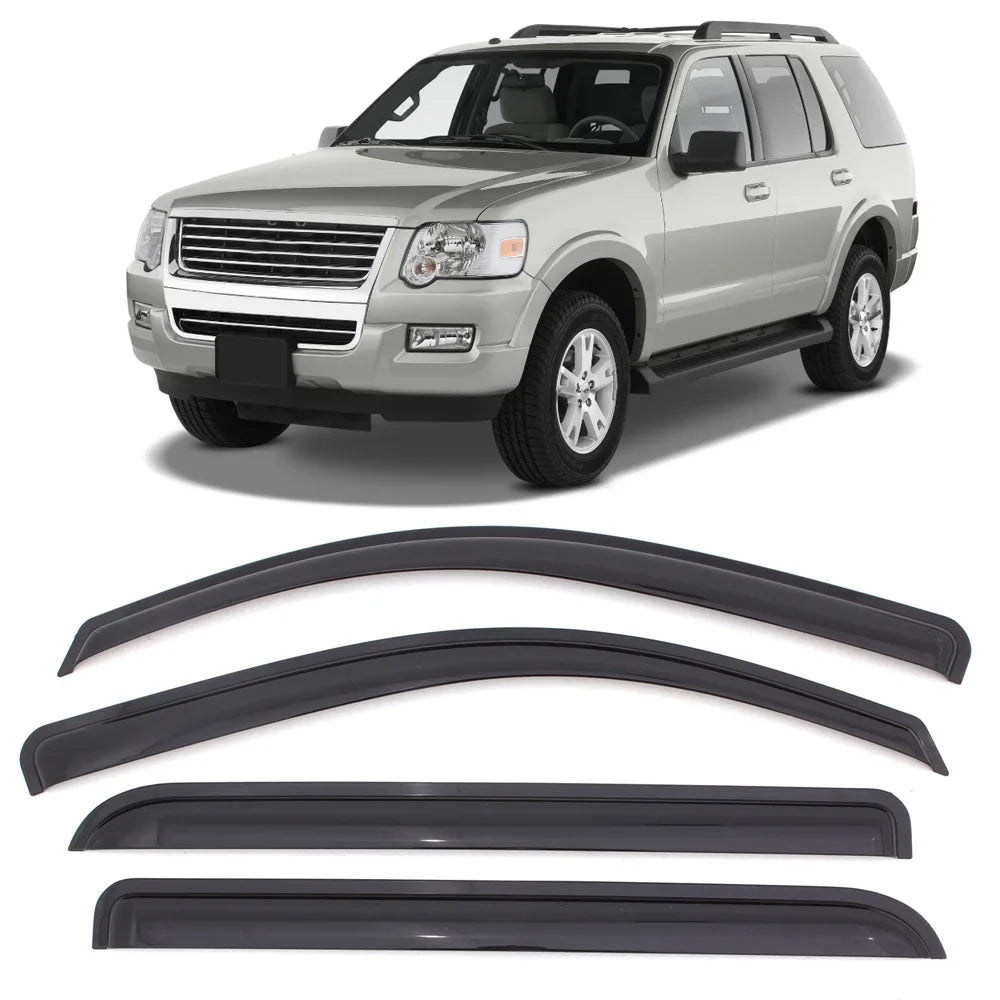 Ikon Motorsports Fitting with 11-19 Ford Explorer Acrylic Window Visors Vent Deflector Rain Guard 4Pc Set Outside Mount 2011 2012 2013 2014 2015 2016 2017 2018