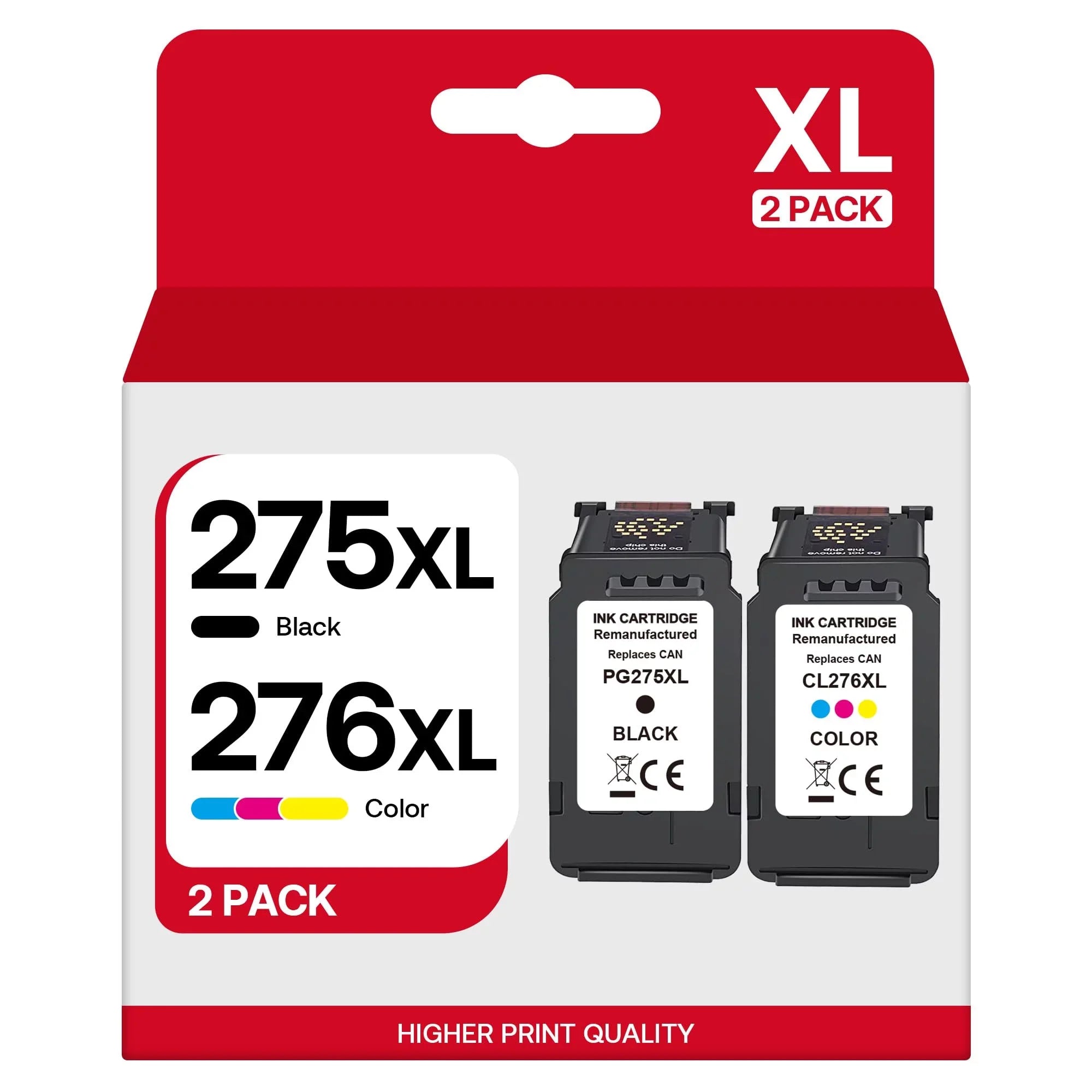 275XL 276XL Ink Cartridge Combo Pack Fitting for Canon PG-275 CL-276 275 276 XL Multi Value Pack Replacement for Canon PIXMA TS3520 TS3522 TS3500 TR4720 TR4722 TR4700 Printers (1 Black, 1 Color)