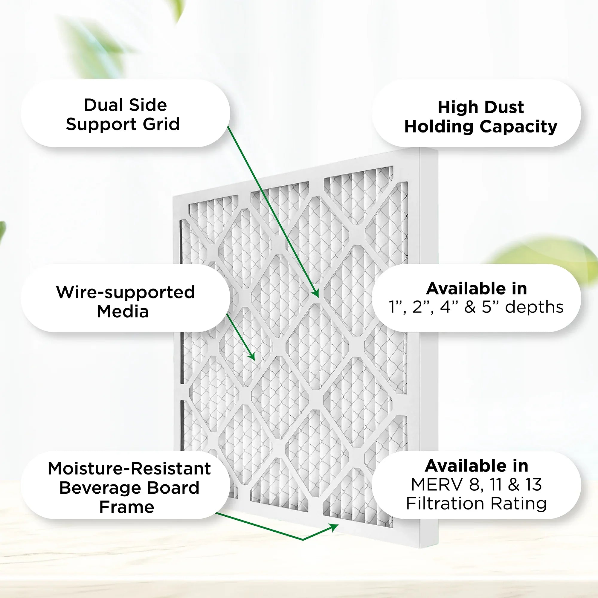 20x24x1 MERV 11, MPR 1000 Pleated AC Furnace 1" Air Filters by Pamlico. Quantity 6. Actual Size: 19-1/2 x 23-1/2 x 3/4