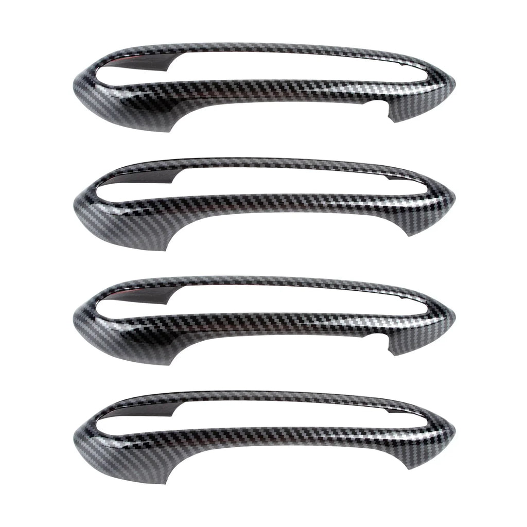 Xotic Tech 1 Set (4 pieces) Exterior Door Handle Surround Wrap trims, Carbon Fiber Style, Matching with BMW 5 Series G30 2018-up