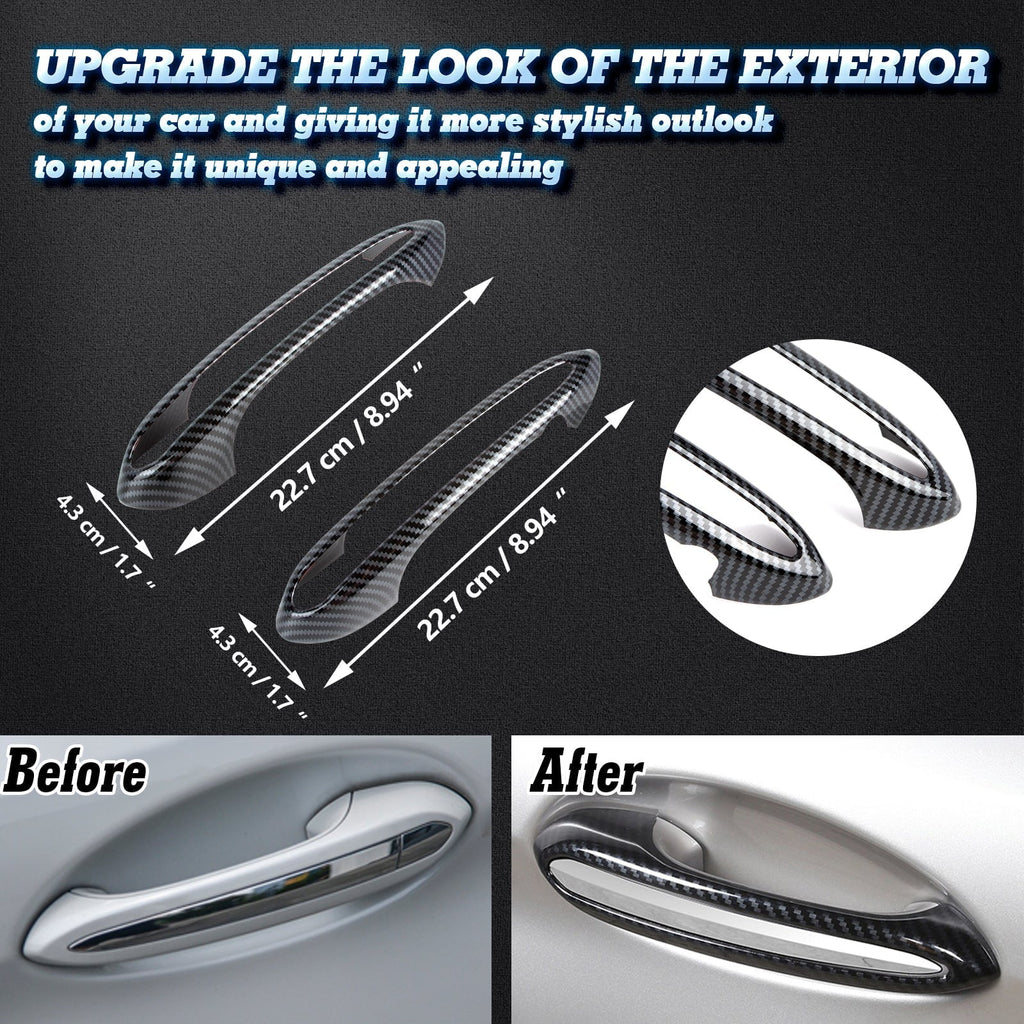 Xotic Tech 1 Set (4 pieces) Exterior Door Handle Surround Wrap trims, Carbon Fiber Style, Matching with BMW 5 Series G30 2018-up