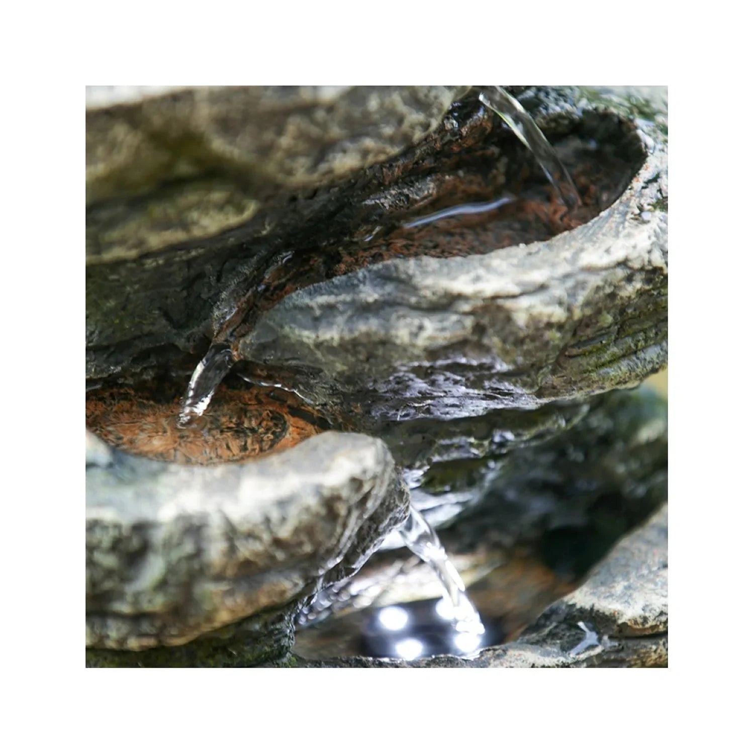 CC Home Furnishings Cascading Stone Tabletop Outdoor Fountain with Light - 13.75" - Brown