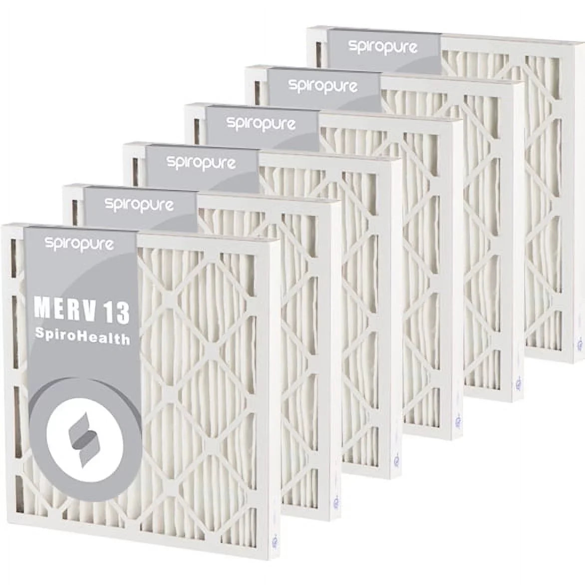 SpiroPure 10x15x2 MERV 13 Pleated Filter Air Filters - Made in USA (6 Pack)