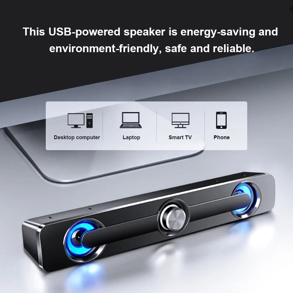 GoolRC V-111 Computer Speaker USB Wired Powerful Bar Stereo Subwoofer Bass Speaker Surround Sound Box for PC Laptop Phone Tablet MP3 MP4