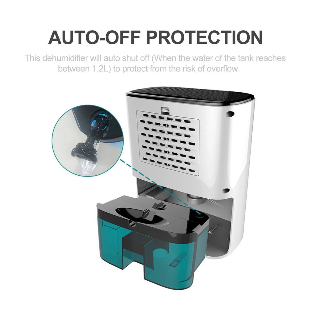 1200mL Dehumidifier to 215 Sq. Ft Portable Small Dehumidifier Auto-off Protection Humidity Control for Home Basements Bedroom Garage Wardrobe RV
