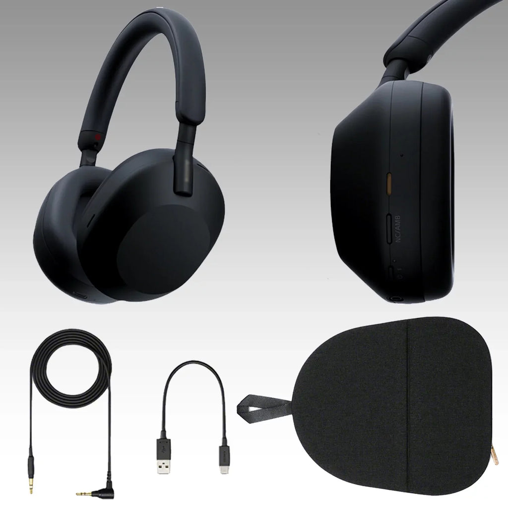 Ultimaxx Essential Sony WH-1000XM5 Noise-Canceling Wireless Over-Ear Headphones Bundle (Black) - Includes: Durable Gadget Backpack & More (7pc Bundle)