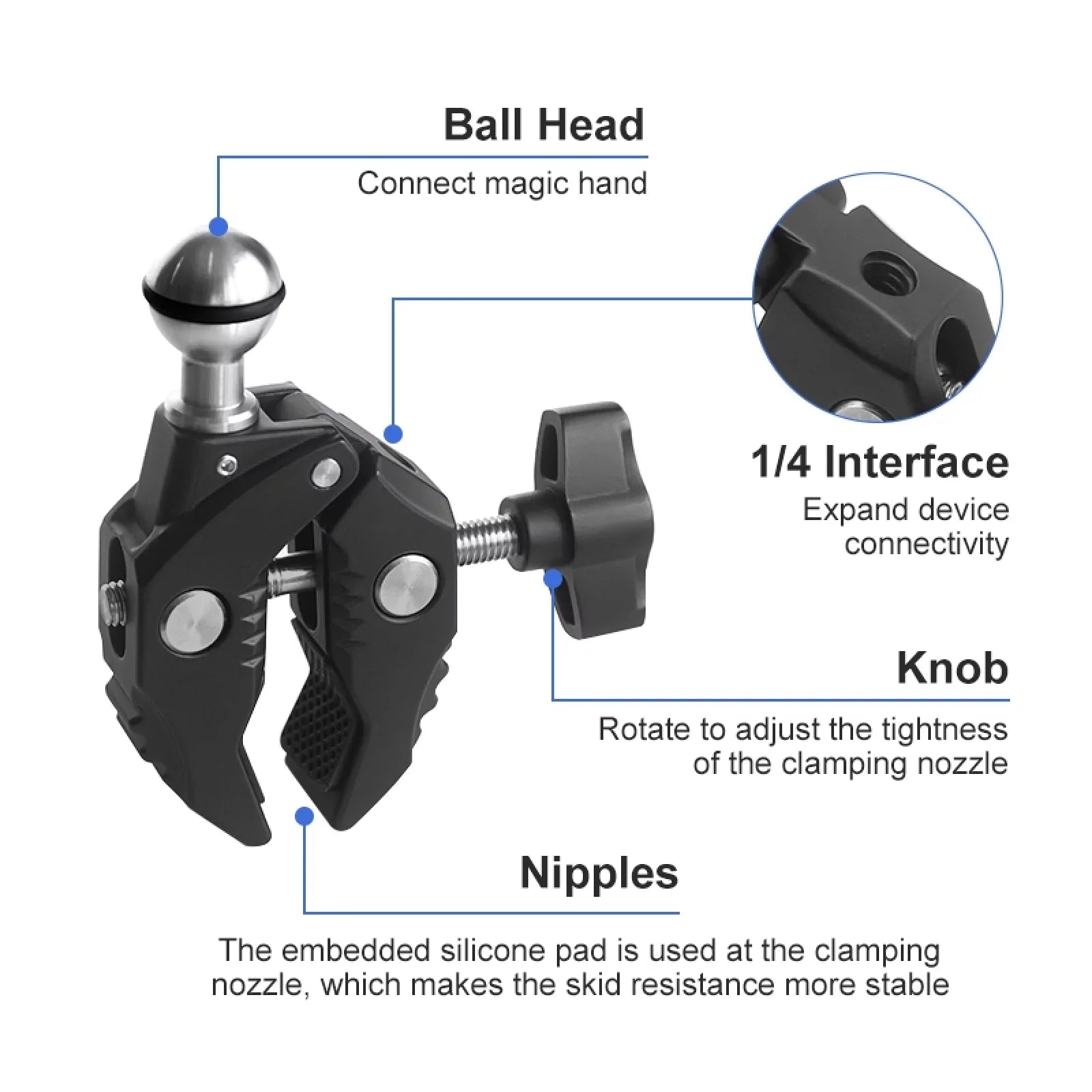 ammoon AKASO DJI Suitable Camera Mounts Clamp Mount Handlebar Adapter Mount
