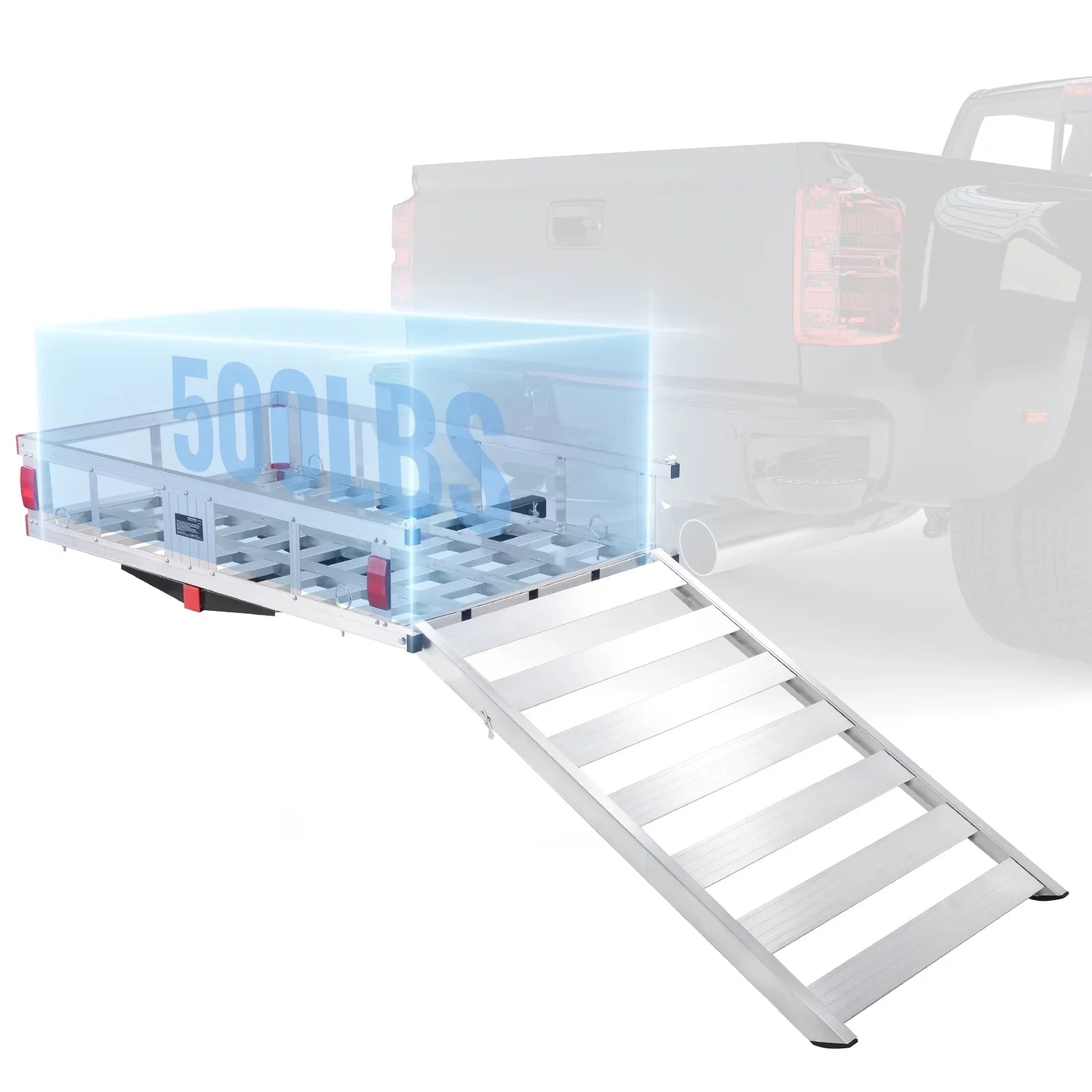 SKYSHALO Hitch Mount Cargo Carrier 47x28x6 in 500lb and Folding Ramp Fits 2" Receiver